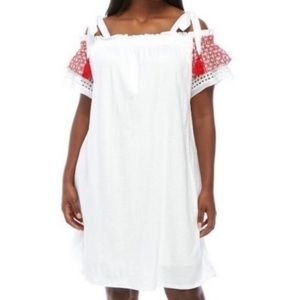 Crown and Ivy off the shoulder/tie shoulder white dress